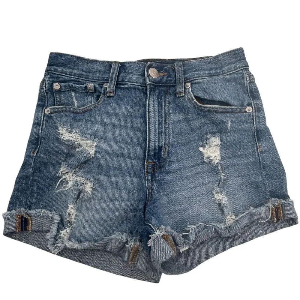 Aeropostale distressed, high-rise denim shorts, size 0